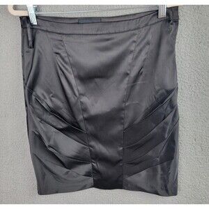 Vero Modo Skirt Womens US 6 EU 38 Black Charlie Semihigh Waist Satin Pencil Goth